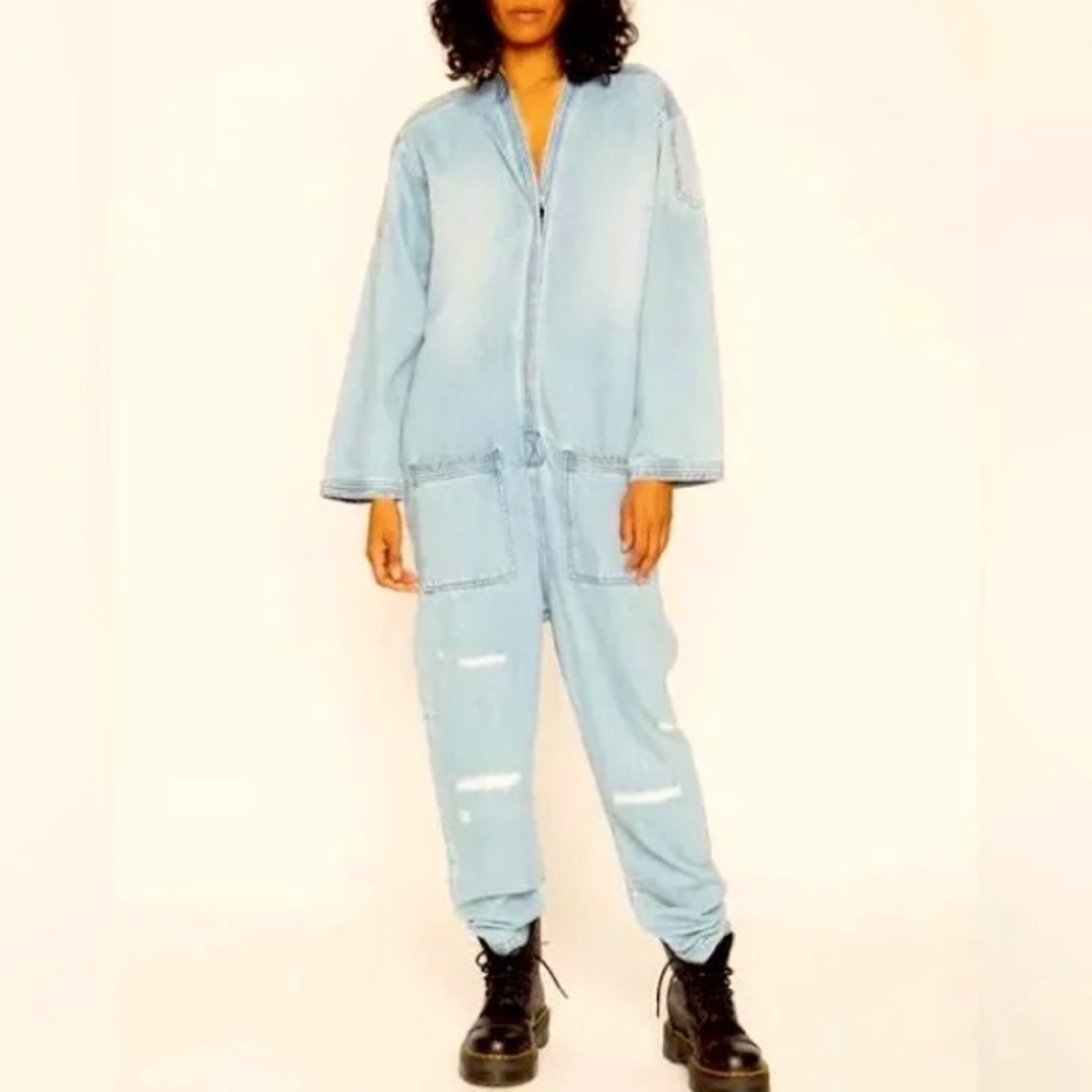 NWT Sandrine Rose x Free People Denim Kimono Jumpsuit Size Small - Picture 3 of 7